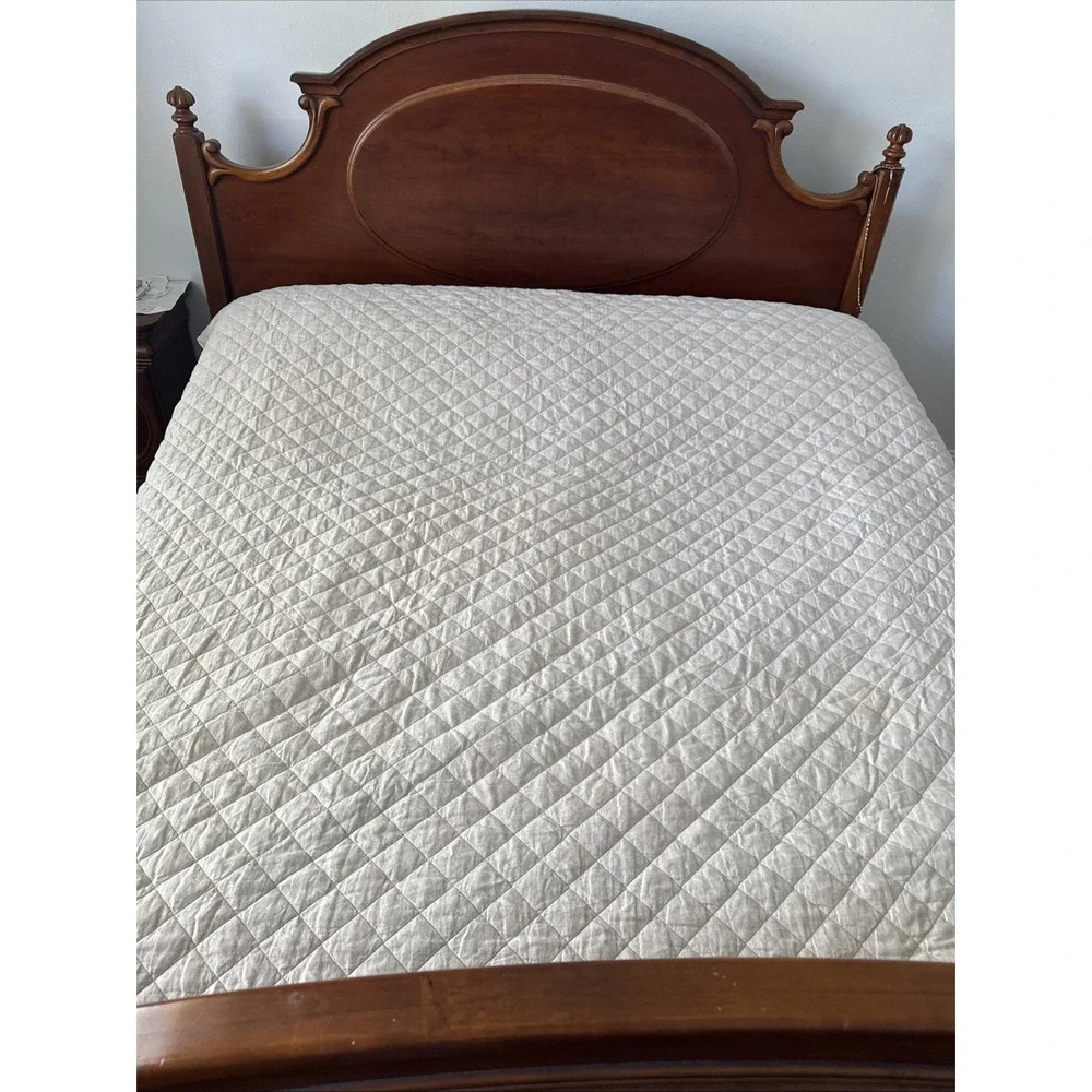 Pottery Barn Belgian Flax Linen Diamond Quilt‎ Full/Queen Beige Natural Bedding